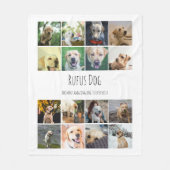 16枚の写真のコラージュとパーソナライズされた文字 フリースブランケット (正面)