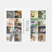 16枚の写真のコラージュとパーソナライズされた文字 フリースブランケット (正面(横))