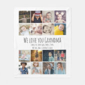 16枚の写真のコラージュとパーソナライズされた文字 フリースブランケット (正面)