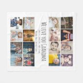 16枚の写真のコラージュとパーソナライズされた文字 フリースブランケット (正面(横))