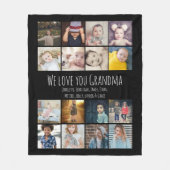 16枚の写真のコラージュとパーソナライズされた文字 フリースブランケット (正面)