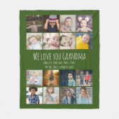 16枚の写真のコラージュとパーソナライズされた文字 フリースブランケット (正面)