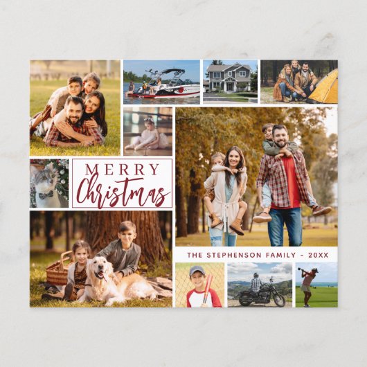 16枚の写真カードを思い出すために年間の予算クリスマス (正面)