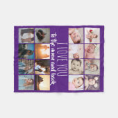 16枚の写真コラージュはあなたを月と背中に愛 フリースブランケット (正面(横))