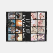 16枚の写真コラージュはあなたを月と背中に愛 フリースブランケット (正面(横))