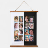16枚の写真コラージュ白黒 吊り下げ型タペストリー (正面)