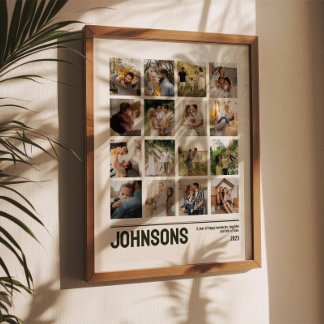 16枚の写真コラージュ ファミリー ウェディング ピクチャーズ 記念品 ポスター
