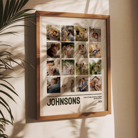 16枚の写真コラージュ ファミリー ウェディング ピクチャーズ 記念品 ポスター