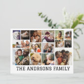 16枚の写真コラージュ ファミリー ホリデー カード | 招待状 (スタンド正面)