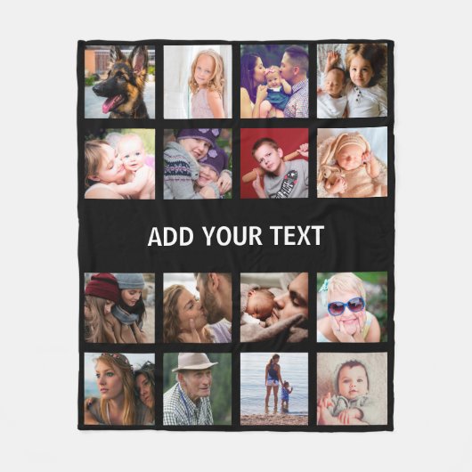 16枚パーソナライズされたのコラージュ フリースブランケット (正面)