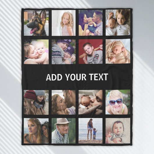 16枚パーソナライズされたのコラージュ フリースブランケット