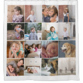 16枚パーソナライズされたの写真とコラージュ シャワーカーテン (正面)