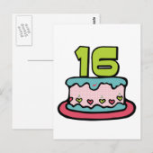 16歳お誕生日ケーキ ポストカード (正面/裏面)