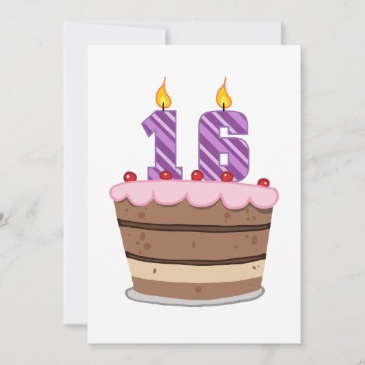16歳のお誕生日ケーキ カード (正面)