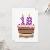 16歳のお誕生日ケーキ カード (正面/裏面インサイチュ)
