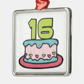 16歳のお誕生日ケーキ メタルオーナメント (左)