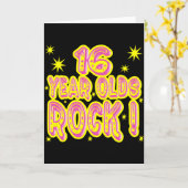 16歳のオールズロック！（ピンク）グリーティングカード カード (黄色い花)