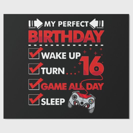 16歳のゲーマー・ボーイ16位の完璧な誕生日ゲーム ラッピングペーパー (フラット)