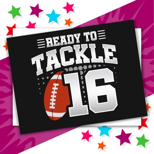 16歳のタックルフットボールパーティー 16歳の誕生日 ポストカード