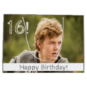 16歳のバースデーカスタムタフォトボーイ ラージペーパーバッグ (裏面)