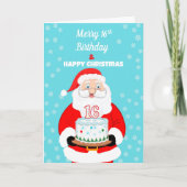 16歳のメリークリスマスお誕生日おめでとう サンタクロース カード (正面)