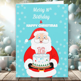 16歳のメリークリスマスお誕生日おめでとう サンタクロース カード