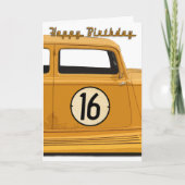 16歳のレーシングカー誕生日カード カード (正面)