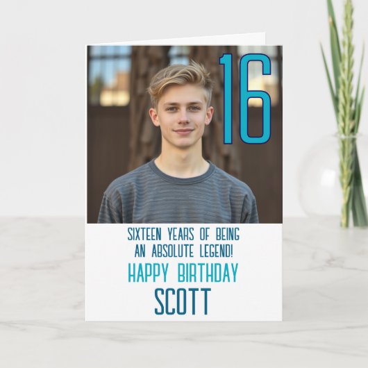 16歳の写真の誕生日カード カード (正面)