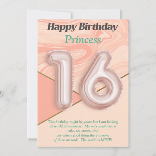 16歳の女の子ハッピーバースデーカード (正面)