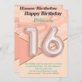 16歳の女の子ハッピーバースデーカード (正面/裏面)