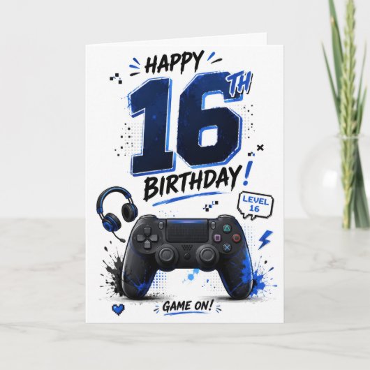16歳の男子ゲーマーの誕生日 カード (正面)