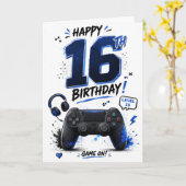 16歳の男子ゲーマーの誕生日 カード (黄色い花)