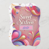 16歳の誕生日おめでとうカード 招待状 (正面/裏面)