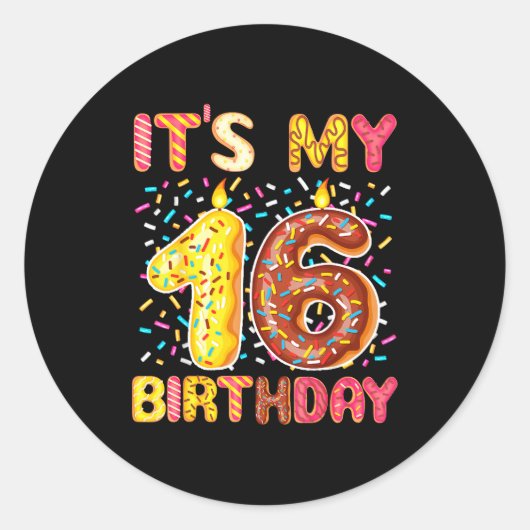 16歳の誕生日おめでとうドヌ ラウンドシール (正面)