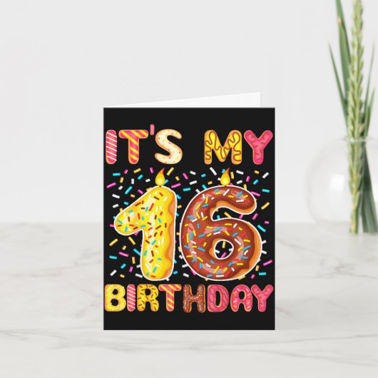 16歳の誕生日おめでとうドーナツ カード (正面)