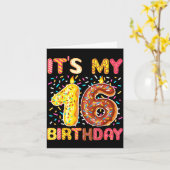 16歳の誕生日おめでとうドーナツ カード (黄色い花)