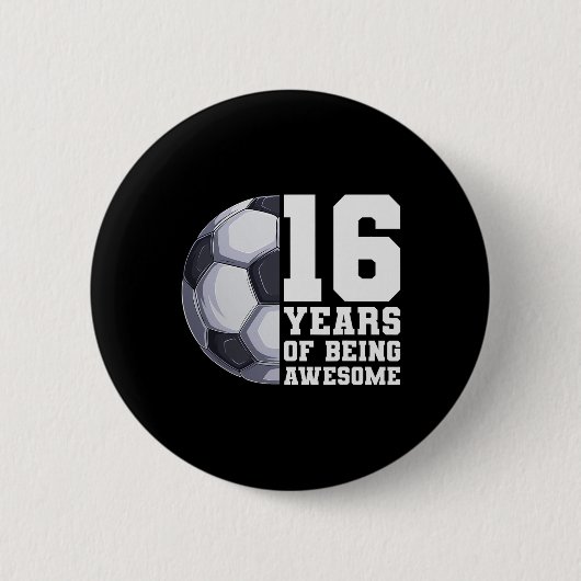 16歳の誕生日おめでとう少年サッカー 缶バッジ (正面)