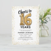 16歳の誕生日おめでとう ゴールドの招待状 招待状 (スタンド正面)