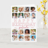 16歳の誕生日おめでとう - モダンな写真コラージュのグリーティングカード（赤） カード (黄色い花)