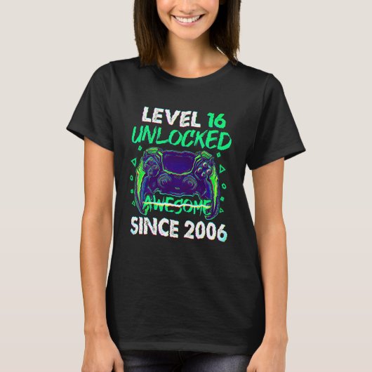 16歳の誕生日おめでとう レベル16に到達した少年 Tシャツ (正面)