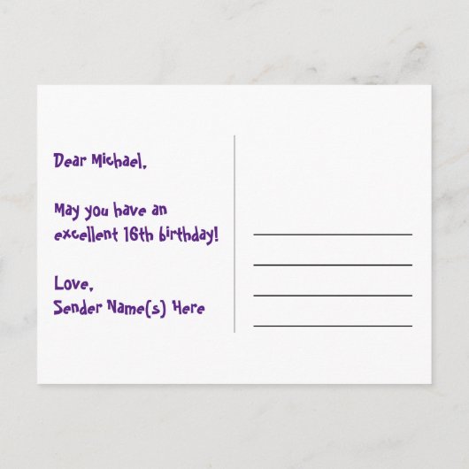 16歳の誕生日おめでとう: 楽しい星の模様、虹16、名前 ポストカード (裏面)