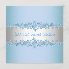 16歳の誕生日おめでとう Pretty Blue Roses 誕生日パーティー 招待状