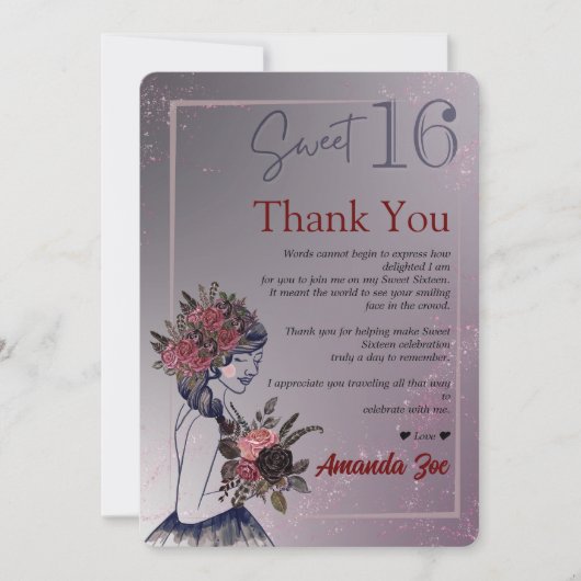 16歳の誕生日お礼カード 招待状 (正面)