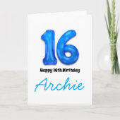 16歳の誕生日お祝いナンバーバルーンカード カード (正面)