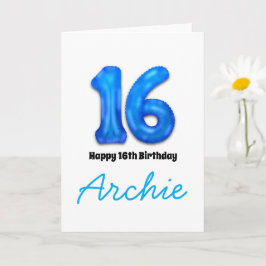 16歳の誕生日お祝いナンバーバルーンカード カード