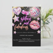 16歳の誕生日におすすめのネオンディスコライトの装飾 招待状 (スタンド正面)