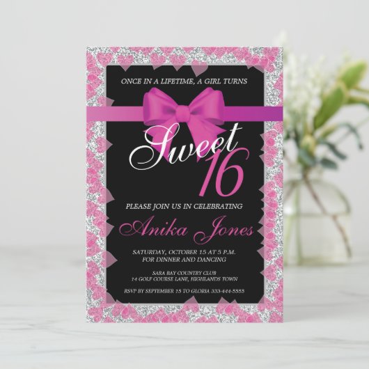 16歳の誕生日のお祝い 招待状 (スタンド正面)