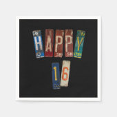 16歳の誕生日のための錆びたライセンスプレート スタンダードカクテルナプキン (正面)