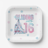 16歳の誕生日のスケートで滑るパーティー ペーパープレート (正面)
