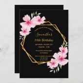 16歳の誕生日のトロピカルジオメトリックブラックスウィート16 招待状 (正面/裏面)